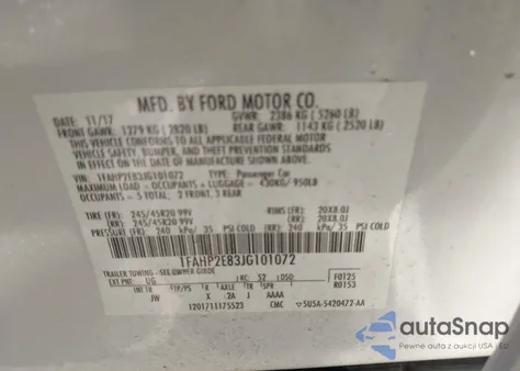 2018 Ford Taurus Sel from USA, damaged, VIN 1FAHP2E83JG101072